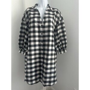 Women's Sz: 8 Black and White Buffalo Plain Button Down Tunic by Asos